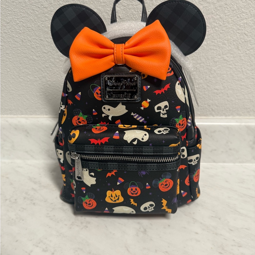 Disney Halloween Themed Loungefly with Mickey Mouse Pumpkin Ear Headband Set